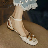 Xajzpa - Retro Rank Buckle Lady Sandals Summer New Office Fashionable Women’s Shoes Metal