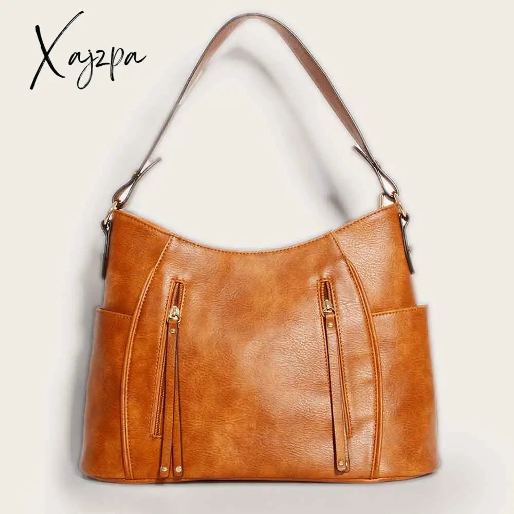 Xajzpa - Retro Stylish Women Shoulder Handbagas Oil Wax Pu Leather Messenger Purses Travel Bags