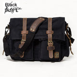 Xajzpa - Retro Vintage Cotton Canvas Leather Mens Messenger Bag Shoulder Military Crossbody Men