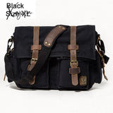 Xajzpa - Retro Vintage Cotton Canvas Leather Mens Messenger Bag Shoulder Military Crossbody Men