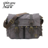 Xajzpa - Retro Vintage Cotton Canvas Leather Mens Messenger Bag Shoulder Military Crossbody Men