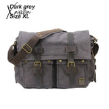 Xajzpa - Retro Vintage Cotton Canvas Leather Mens Messenger Bag Shoulder Military Crossbody Men