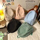 Xajzpa - Simple Solid Color Backpack Women Waterproof Nylon School Bags For Teenager Girls Bookbag