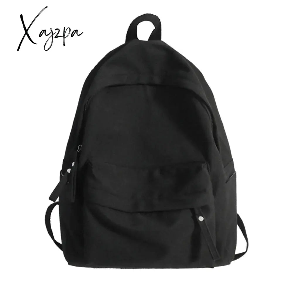 Xajzpa - Simple Solid Color Backpack Women Waterproof Nylon School Bags For Teenager Girls Bookbag