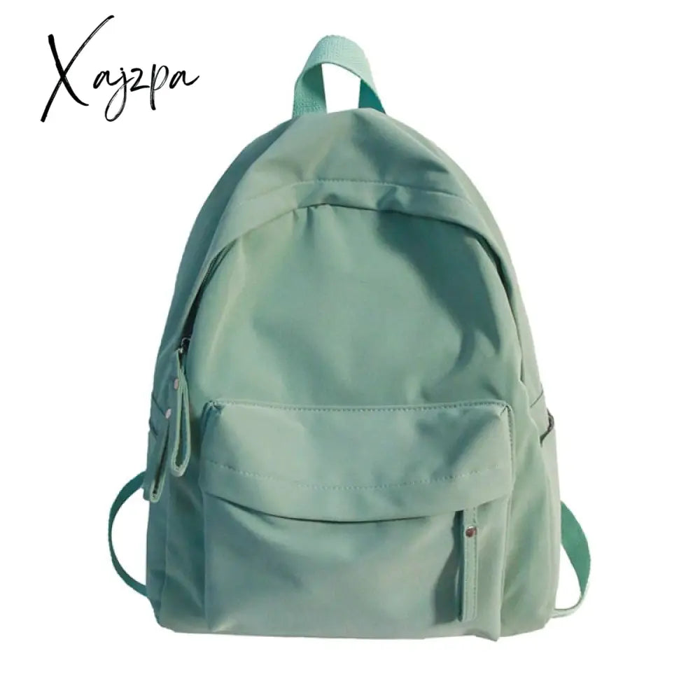 Xajzpa - Simple Solid Color Backpack Women Waterproof Nylon School Bags For Teenager Girls Bookbag
