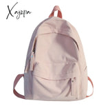 Xajzpa - Simple Solid Color Backpack Women Waterproof Nylon School Bags For Teenager Girls Bookbag