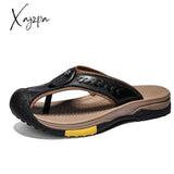Xajzpa - Slippers Genuine Leather Men’s Flip Flops Summer Beach Casual Shoes For Men Claquettes