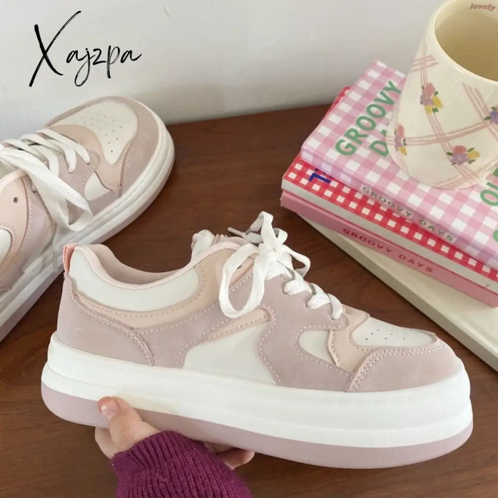 Xajzpa - Sneakers Grey White Canvas Women’s Sports Shoes Summer New Platform Flat Lolita
