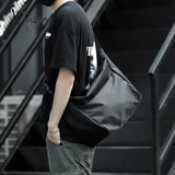 Xajzpa - Solid Oxford Men’s Crossbody Bag 12Inch Ipad Zip Waterproof Portable Leisure Shoulder