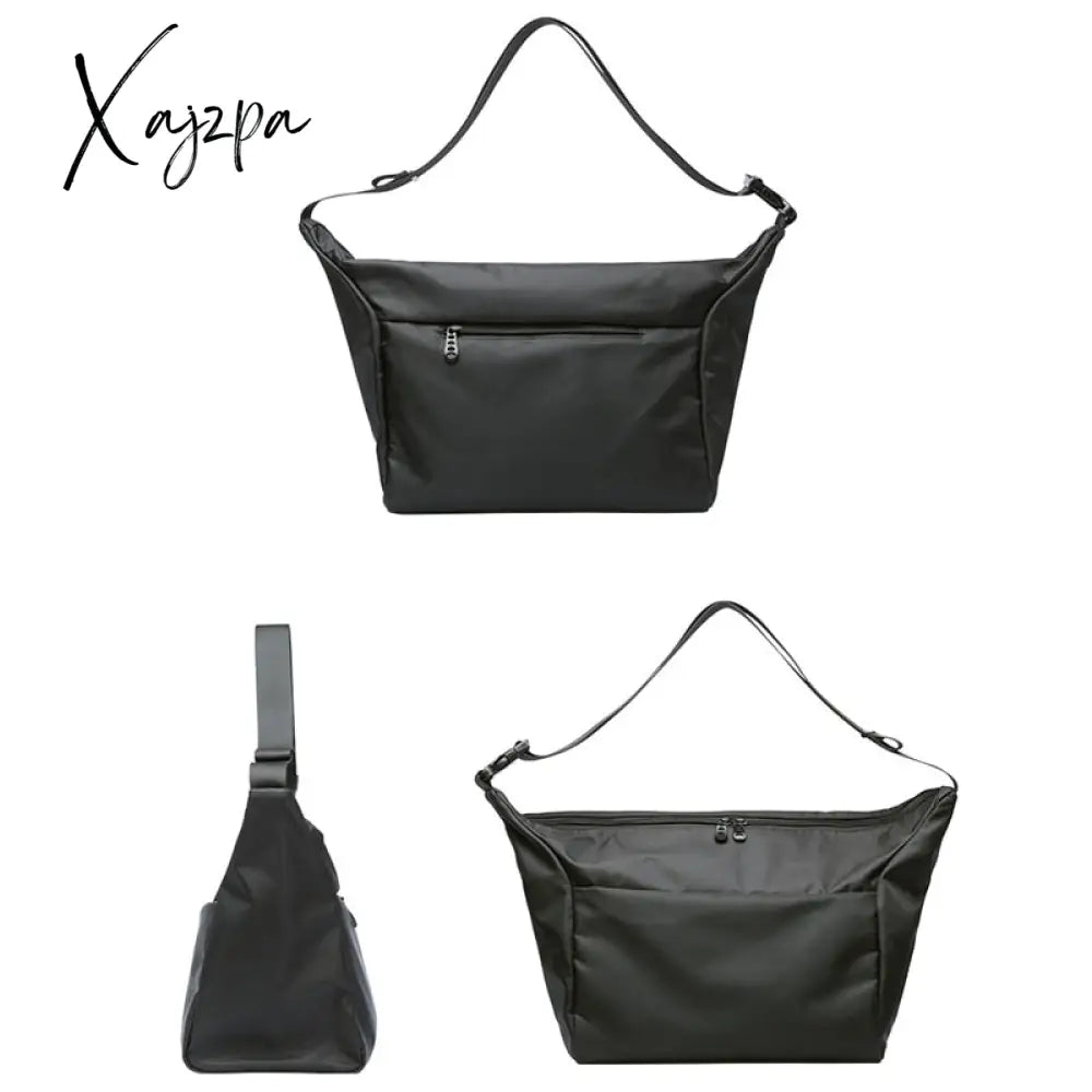 Xajzpa - Solid Oxford Men’s Crossbody Bag 12Inch Ipad Zip Waterproof Portable Leisure Shoulder