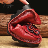 Xajzpa - Spring Leather Shoes Women Flats New Style Flower Genuine For Female Casual Woman Loafers