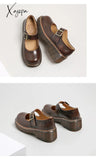 Xajzpa - Spring New Arrival Japanese Style Vintage Buckle Mary Janes Shoes Women’s Shallow Mouth