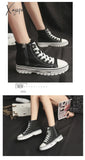 Xajzpa - Spring New Style Women Casual Shoes Platform Sneakers Pu Leather Woman High Top White