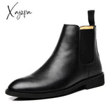 Xajzpa - Spring Winter Elegant Chelsea Boots Genuine Leather Men Shoes Slip-On Dress Formal Mens For