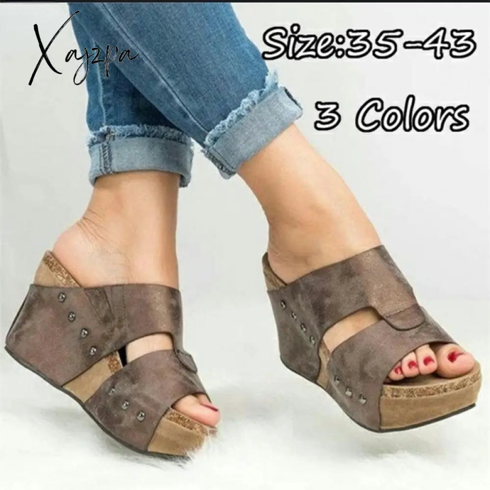 Xajzpa - Summer Comfortable Bottom Shoes Women Sandals Casual Beach Fashion Ladies Sandal Rivets