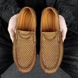 Xajzpa - Summer Loafers Genuine Leather Men’s Casual Shoes Hollow Designer Flats Leisure Business
