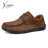 Xajzpa - Summer Loafers Genuine Leather Men’s Casual Shoes Hollow Designer Flats Leisure Business