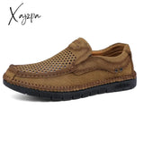 Xajzpa - Summer Loafers Genuine Leather Men’s Casual Shoes Hollow Designer Flats Leisure Business