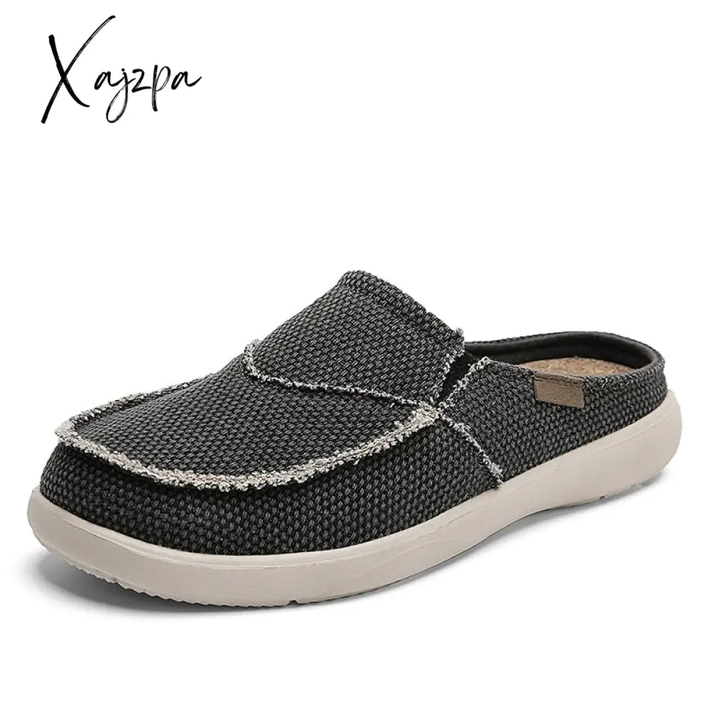 Xajzpa - Summer Men Slippers Classic Outdoor Slip-On Canvas Shoes Light Breathable Flat Loafers