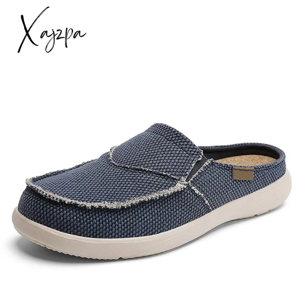 Xajzpa - Summer Men Slippers Classic Outdoor Slip-On Canvas Shoes Light Breathable Flat Loafers