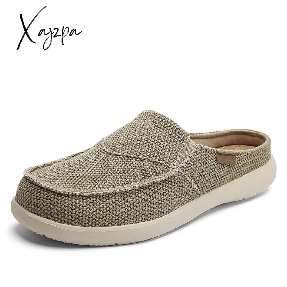 Xajzpa - Summer Men Slippers Classic Outdoor Slip-On Canvas Shoes Light Breathable Flat Loafers