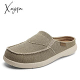 Xajzpa - Summer Men Slippers Classic Outdoor Slip-On Canvas Shoes Light Breathable Flat Loafers