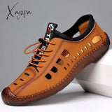 Xajzpa - Summer Men’s Casual Sandals Fashion Hollow Out Breathable Shoes Flat Business Soft