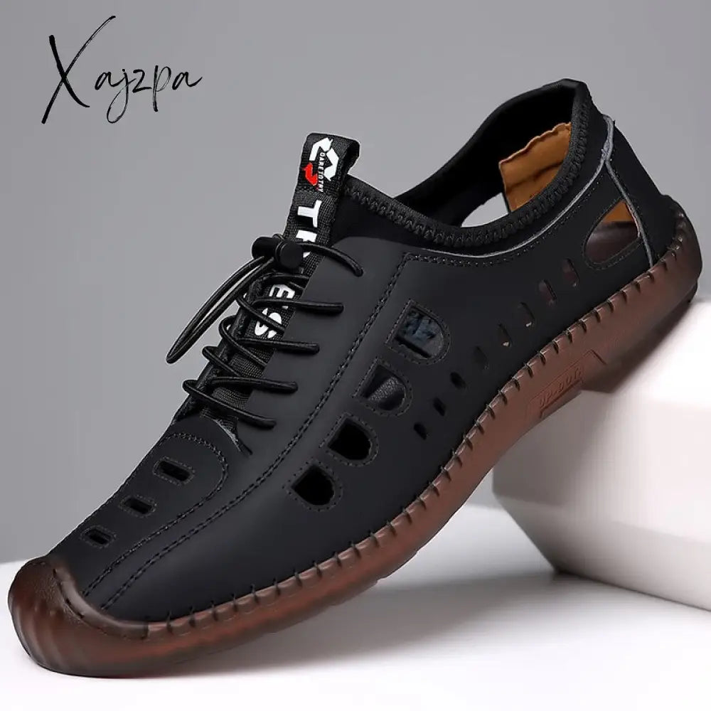 Xajzpa - Summer Men’s Casual Sandals Fashion Hollow Out Breathable Shoes Flat Business Soft