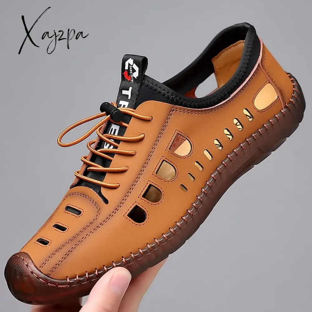Xajzpa - Summer Men’s Casual Sandals Fashion Hollow Out Breathable Shoes Flat Business Soft