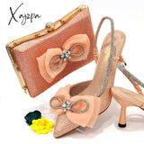 Xajzpa - The latest INS Style All-match French Pointed-toe Rhinestone Stiletto High-Heeled Shoes Peach Color Women's Shoes And Bags