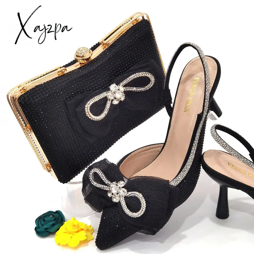 Xajzpa - The Latest Ins Style All-Match French Pointed-Toe Rhinestone Stiletto High-Heeled Shoes