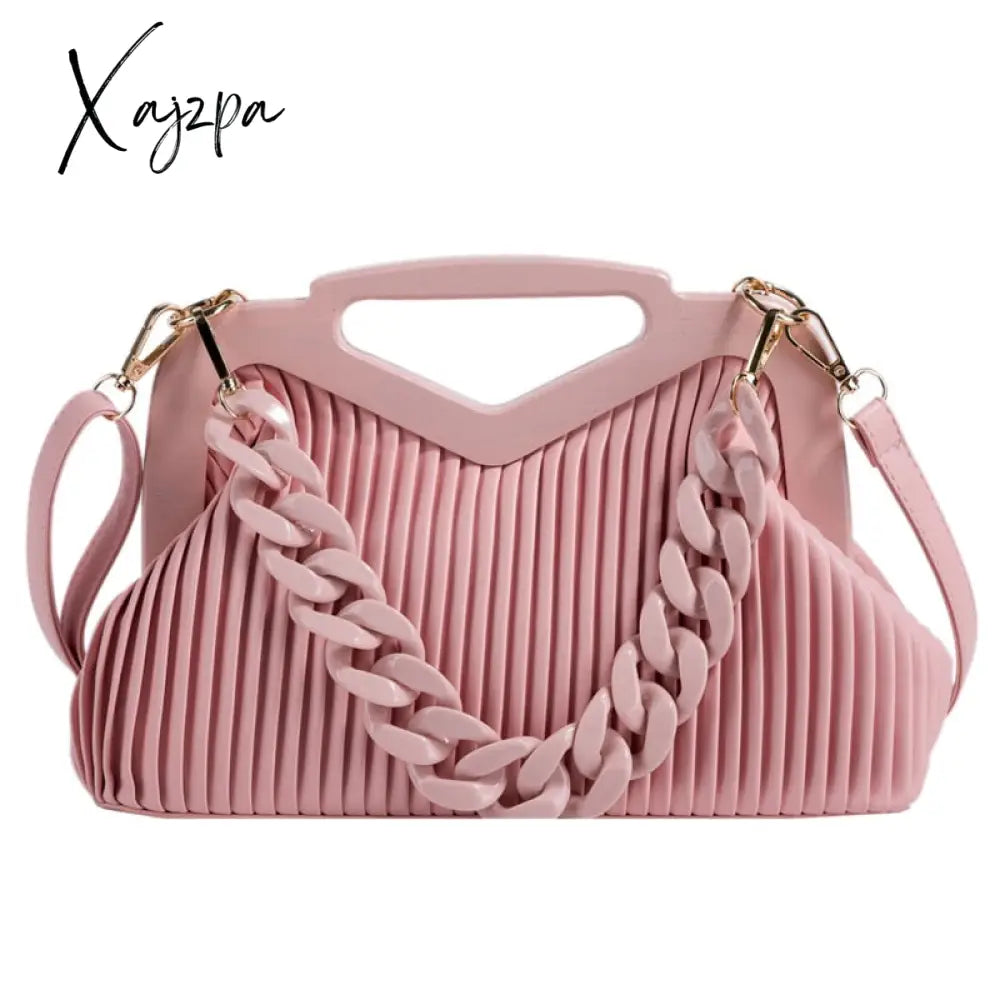 Xajzpa - Top Brand Triangle Tote Bag Designer Pleated Shoulder For Women Clutch Purses Crossbody
