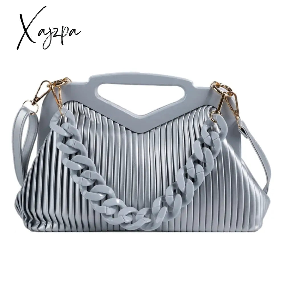 Xajzpa - Top Brand Triangle Tote Bag Designer Pleated Shoulder For Women Clutch Purses Crossbody