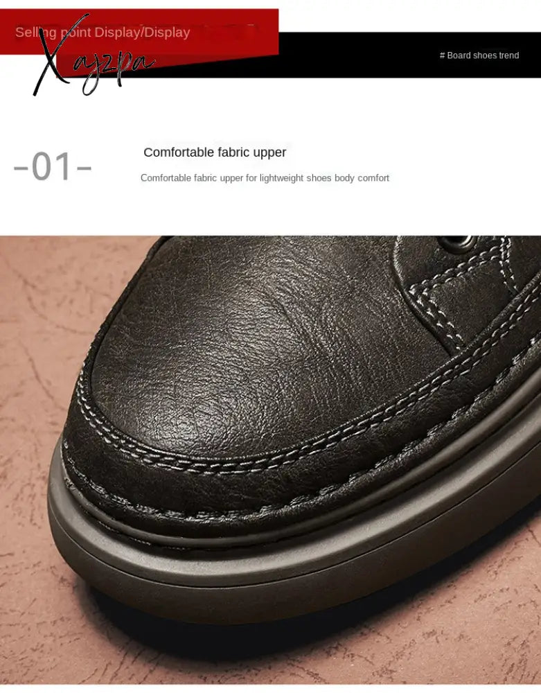 Xajzpa - Top Quality Genuine Leather Shoes Mens Sneakers Knit Collar Men’s Casual Hollow Men