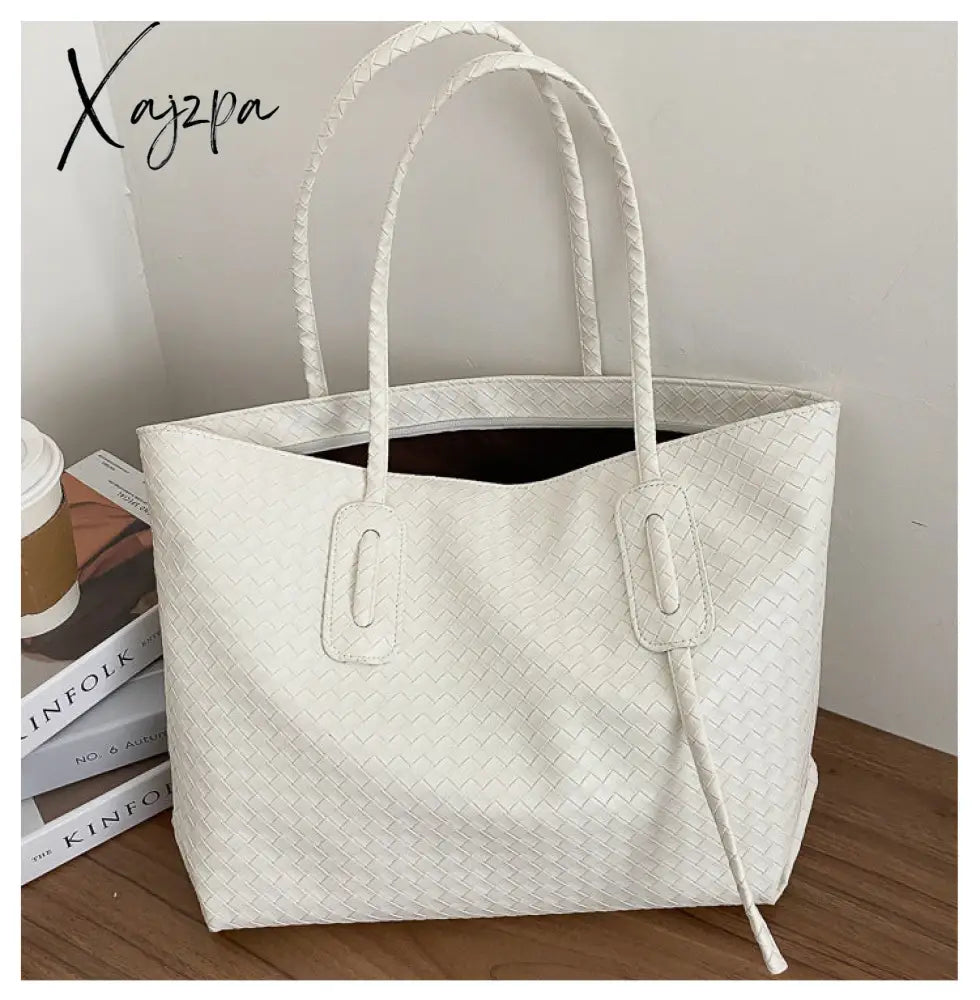 Xajzpa - Vintage Fashion Female Weave Style New High Quality Pu Leather Women Designer Handbag