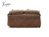 Xajzpa - Vintage Men Canvas Bag Leather Briefcase Travel Suitcase Messenger Shoulder Tote Handbag