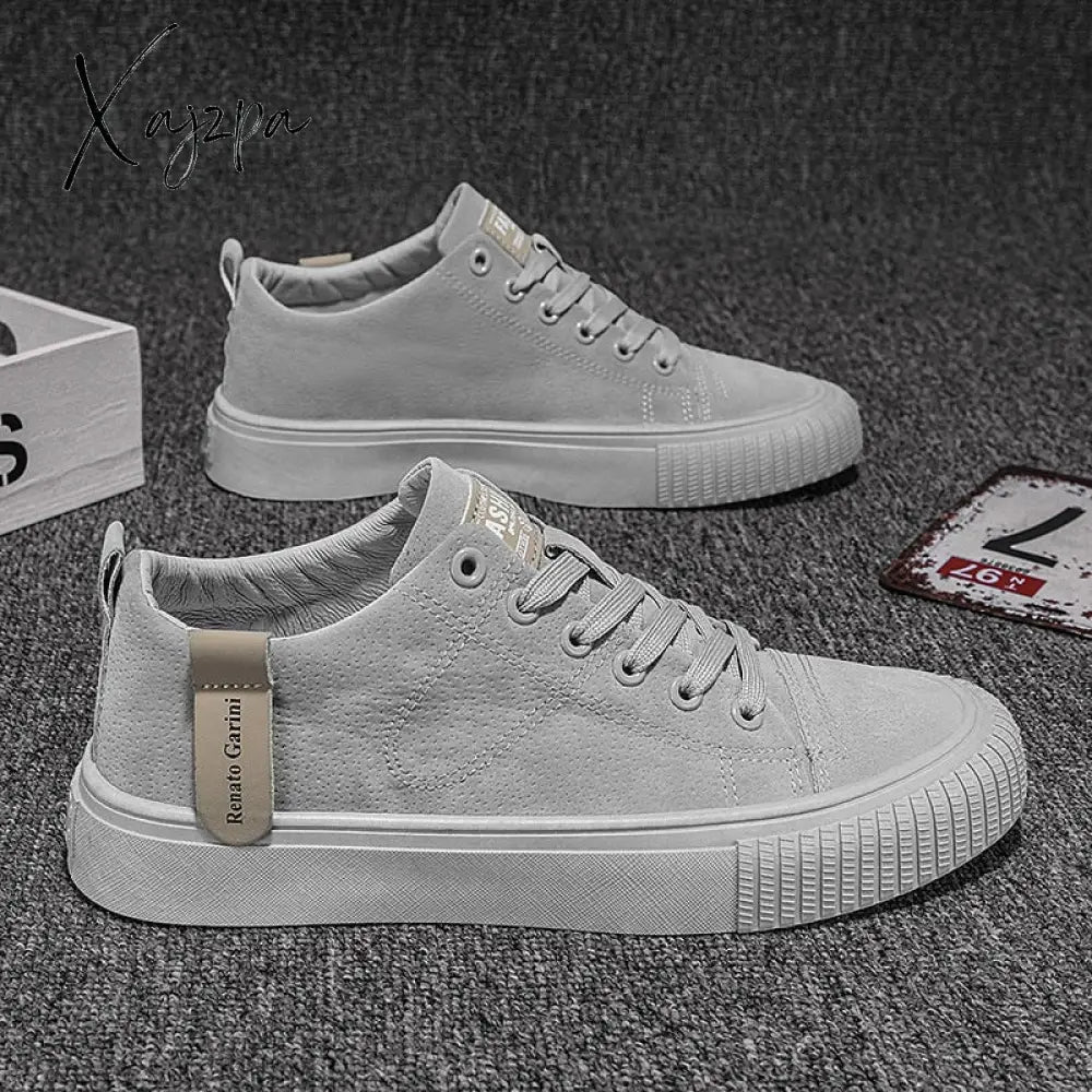 Xajzpa - Vulcanized Sneakers For Men Trend Casual Leather Shoes Tenis Luxury Trainer Race Korean