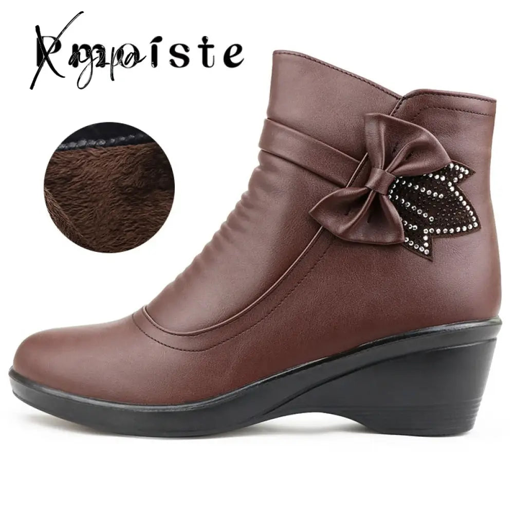 Xajzpa - Woman Ankle Boots Warm Plush Wedge Boots For Women Casual Shoes Non-Slip Waterproof