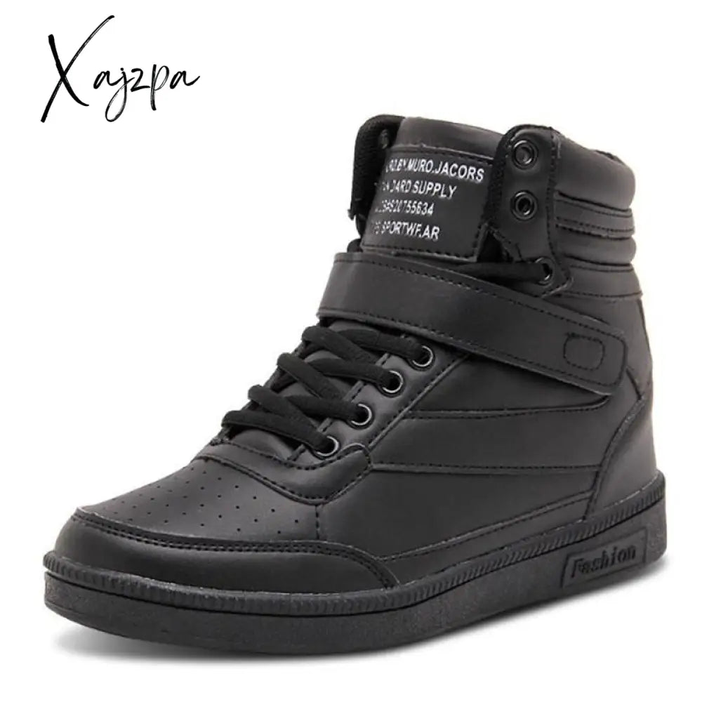Xajzpa - Woman Breathable High Top Black White Boots Shoes Women Casual Sport Platform Hidden