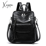 Xajzpa - Women Backpack Pu Leather Fashion Casual Tassel Bags High Quality Female Shoulder Bag