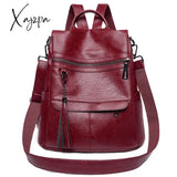Xajzpa - Women Backpack Pu Leather Fashion Casual Tassel Bags High Quality Female Shoulder Bag