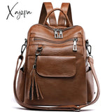 Xajzpa - Women Backpack PU Leather Fashion Casual Tassel Bags High Quality Female Shoulder Bag Large Capacity School Backpacks for Girls