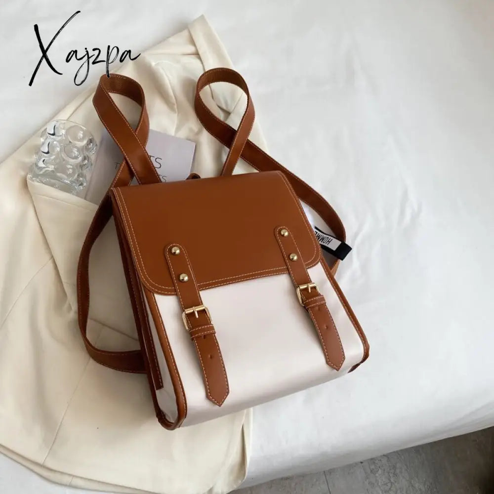 Xajzpa - Women Backpack Travel Large Backpacks Pu Leather Handbag School Bag For Teenage Girls