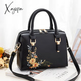Xajzpa - Women Floral Embroidery Satchel Purse Elegant Crossbody And Top Handle Bags Black / M