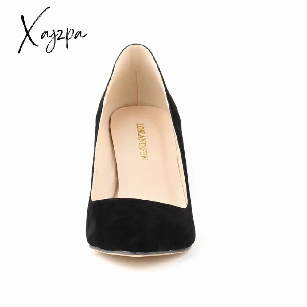 Xajzpa - Women Pumps Sexy 8Cm Suede Ponited Toes High Heels Fashion Office Stiletto Party Red