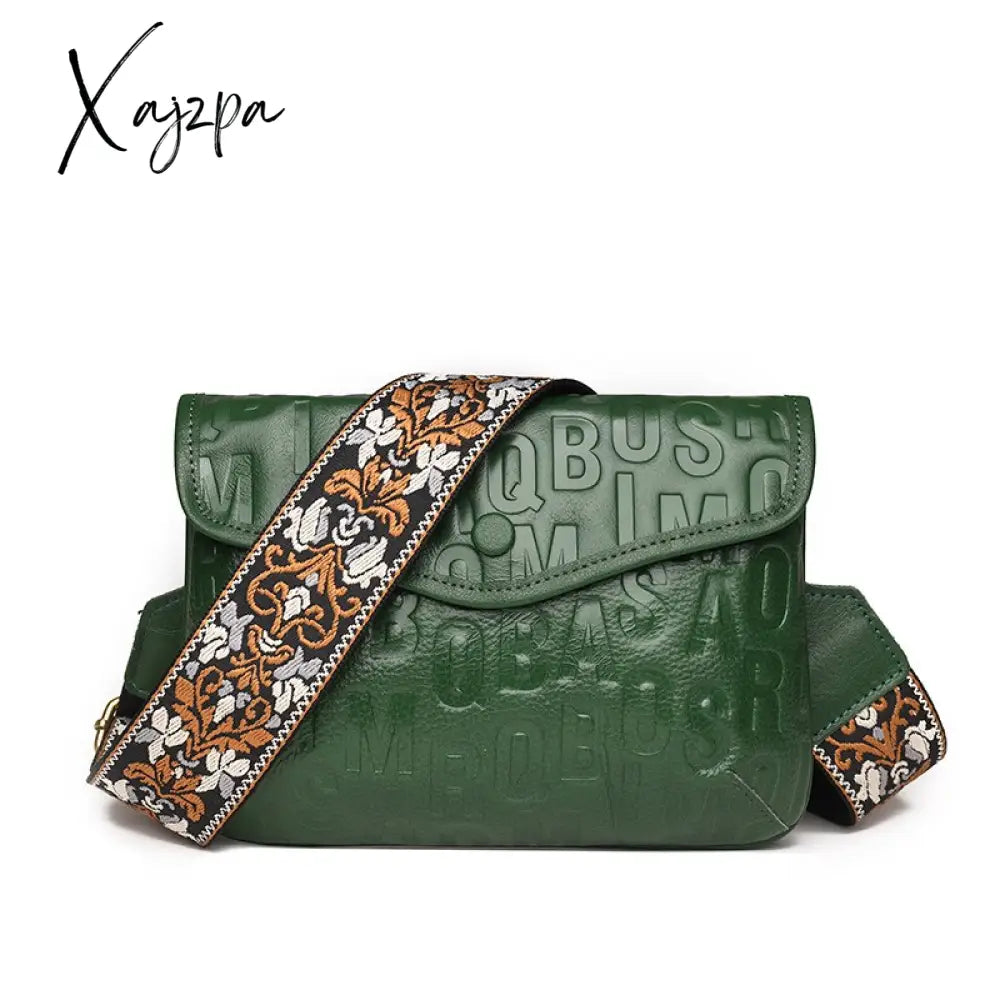 Xajzpa - Women Soft Genuine Leather Handbags Luxury Designer Shoulder Crossbody Bags Fashion Letter