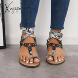 Xajzpa - Women Summer Holiday Sandals Ankle Strap Flat Heel Strappy Comfortable