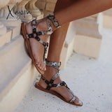 Xajzpa - Women Summer Holiday Sandals Ankle Strap Flat Heel Strappy Comfortable