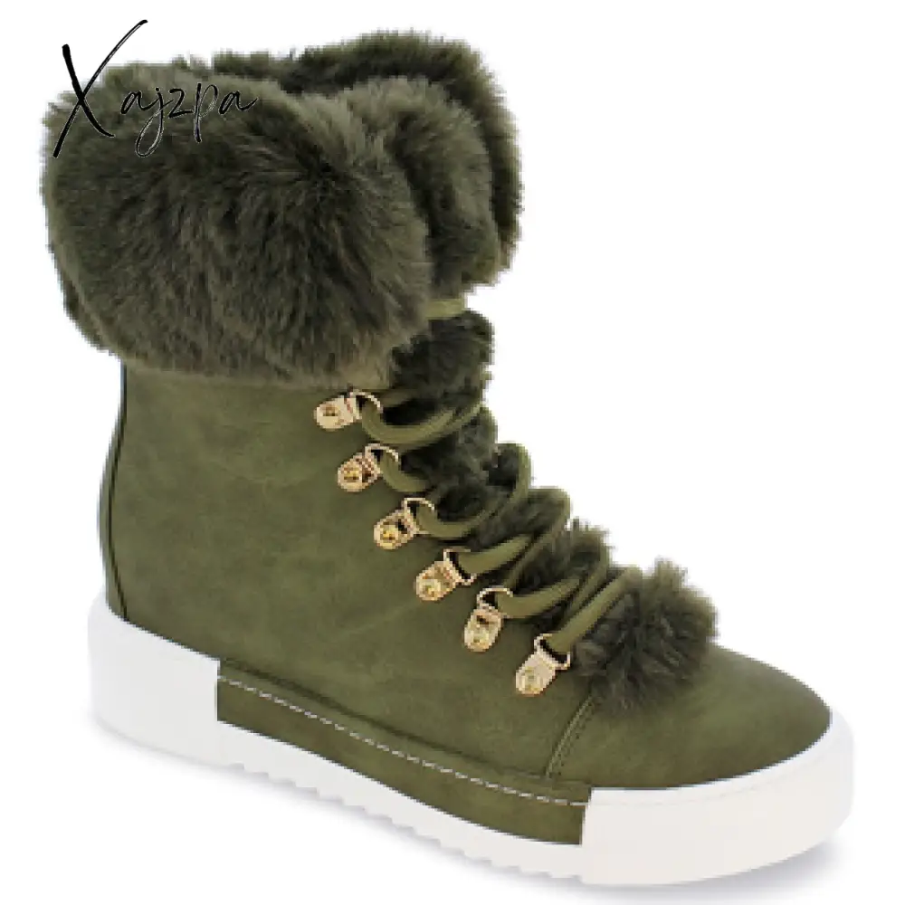 Xajzpa - Women Winter Snow Boots Cute Warm Fur Windproof Shoes