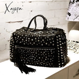 Xajzpa - Women's bag luxury designer purses and handbags Shoulder bags vintage Rivet tote bag for women Large capacity travel bag purse